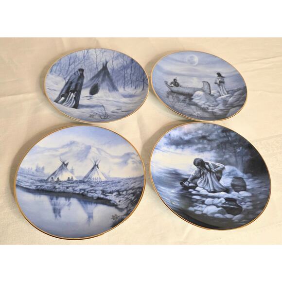 Vintage American Blues Plate Collection by Perillo Winter, Spring Summer Autumn - Picture 1 of 8